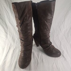 Shoes Coconuts Willa Womens 10M Chocolate Faux Suede Cowgirl Mid-Calf Boots Y2K
